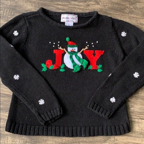 Other - Kobe Kids 6X snowman Sweater JOY black EUC